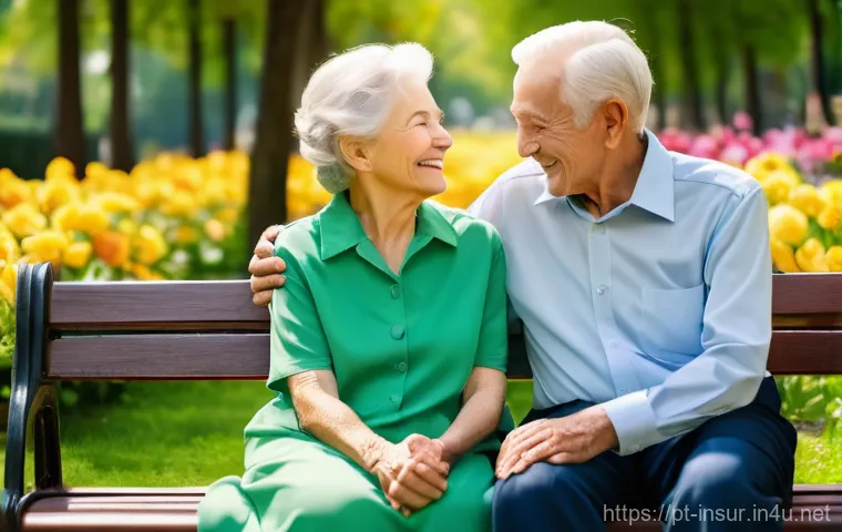 보험계리사와 고령자 보험 설계 - **Prompt:** A serene and joyful elderly couple in their 70s, looking content and secure. The woman w...