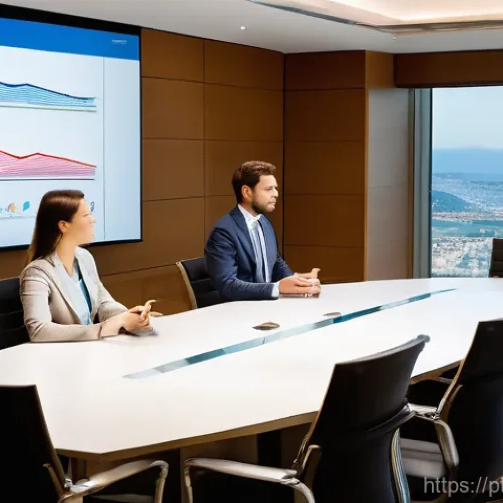 보험계리사와 리더십 개발 사례 - **Strategic Actuarial Leadership in Action:** A confident female actuary leader, in her late 30s, st...