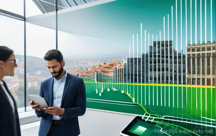 보험계리사와 금융 시장 동향 분석 - **Prompt:** "A highly intelligent Portuguese actuary, appearing as a subtle 'invisible guardian,' in...