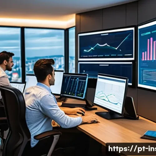 보험계리사와 보험 산업 위기 - A modern insurance office environment in São Paulo, Brazil, showcasing a diverse team of actuaries a...