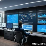 보험계리사와 보험 리스크 분류 - A detailed illustration of a modern actuary office in Brazil, featuring professionals analyzing larg...