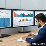 보험계리사와 재무 건전성 평가 - A professional actuary in a modern Brazilian office environment, analyzing complex financial data on...