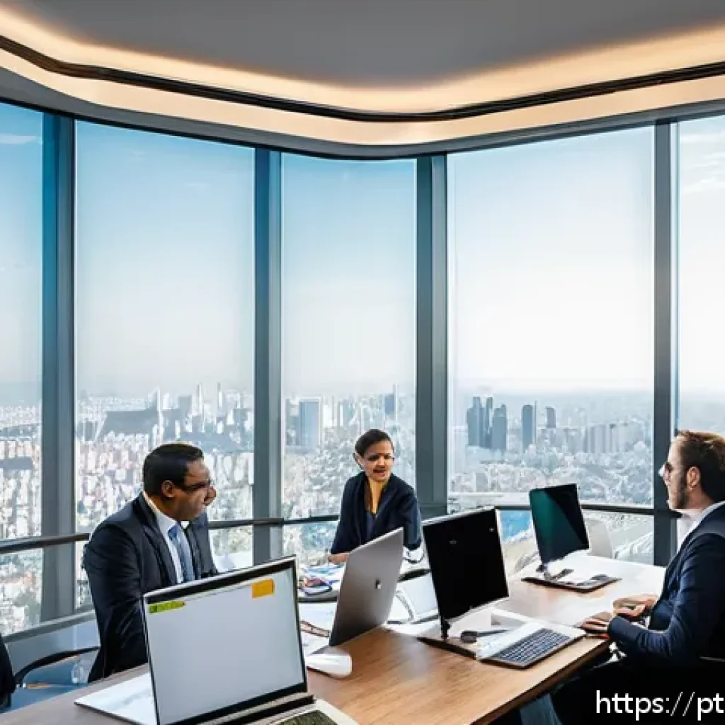 보험계리사와 단체보험 설계 - A modern insurance office setting in São Paulo, Brazil, featuring a diverse group of professional in...
