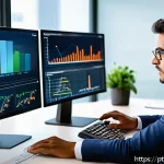 Home 21 보험계리사와 컨설팅 회사 이직 - A professional actuary consultant in a modern Brazilian office environment, wearing smart business a...