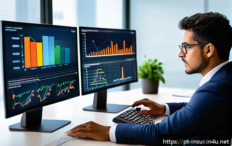 보험계리사와 컨설팅 회사 이직 - A professional actuary consultant in a modern Brazilian office environment, wearing smart business a...