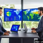 Home 20 보험계리사와 고객 분류 전략 - A modern insurance data analytics office scene showing diverse actuaries collaborating around large ...