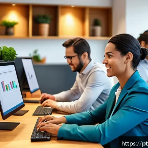 Home 30 보험계리사와 보험사 인사 정책 - A modern Brazilian insurance office scene showing diverse technical professionals, including actuari...